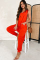 Key West Casual Slouchy Sleeveless Jumpsuit (Red) - NanaMacs