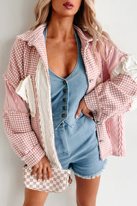 Charmingly Sweet Oversized Patchwork Shacket (Pink Multi) - NanaMacs