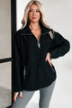 Too Close For Comfort Half-Zip Sherpa Pullover (Black) - NanaMacs