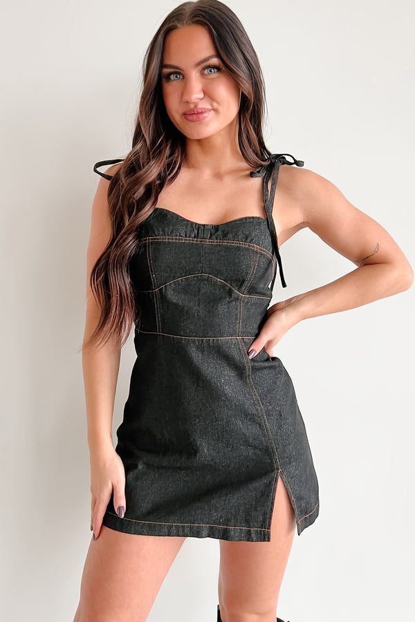 Heard A Rumor Denim Mini Dress (Dark Denim) - NanaMacs