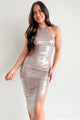 Making A Spectacle Metallic Halter Midi Dress (Coco) - NanaMacs