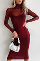 Loving Glances Mesh Midi Dress (Burgundy) - NanaMacs