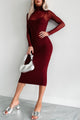 Loving Glances Mesh Midi Dress (Burgundy) - NanaMacs