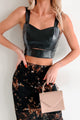 Memorable Encounter Faux Leather Crop Top (Black) - NanaMacs