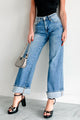 Gordie Mid Rise Special A Cuffed Wide Leg Jeans (Dark) - NanaMacs