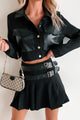 Different Type Of Girl Crop Jacket & Skirt Set (Black) - NanaMacs