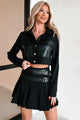 Different Type Of Girl Crop Jacket & Skirt Set (Black) - NanaMacs