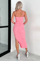 Perfectly Proportioned Ruched Mesh Midi Dress (Pink) - NanaMacs