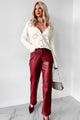 Lexly Judy Blue High Rise Tummy Control Faux Leather Pants (Red) - NanaMacs