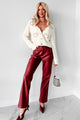 Lexly Judy Blue High Rise Tummy Control Faux Leather Pants (Red) - NanaMacs