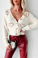 Express My Love Rhinestone Heart Cardigan Sweater (Ivory) - NanaMacs