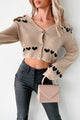 Spreading Love Collared Heart Cardigan (Khaki) - NanaMacs