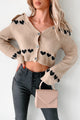 Spreading Love Collared Heart Cardigan (Khaki) - NanaMacs