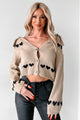 Spreading Love Collared Heart Cardigan (Khaki) - NanaMacs