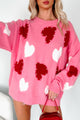 Blushing Looks Multi Colored Pearl Heart Sweater (Candy Pink) - NanaMacs