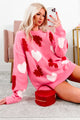 Blushing Looks Multi Colored Pearl Heart Sweater (Candy Pink) - NanaMacs