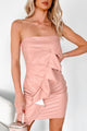 Charmingly Yours Strapless Faux Leather Mini Dress (Dusty Pink) - NanaMacs