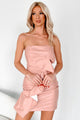 Charmingly Yours Strapless Faux Leather Mini Dress (Dusty Pink) - NanaMacs