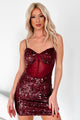 Capture Your Affections Sequin Mesh Mini Dress (Dark Burgundy) - NanaMacs