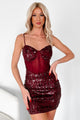 Capture Your Affections Sequin Mesh Mini Dress (Dark Burgundy) - NanaMacs