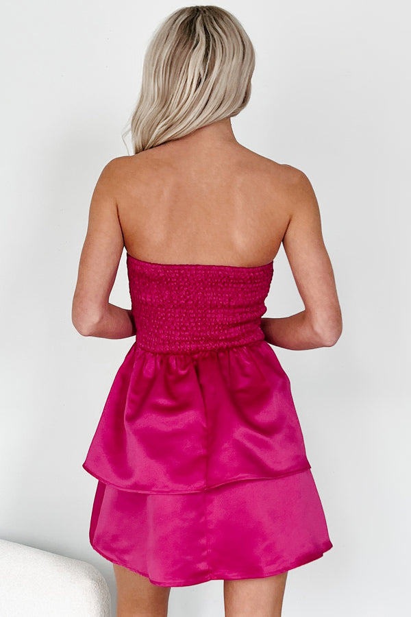 Perfected Charm Tiered Strapless Mini Dress (Berry) - NanaMacs