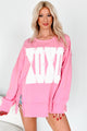 A Loving Aura 'XOXO' Terry Graphic Long Sleeve Top (Pink) - NanaMacs