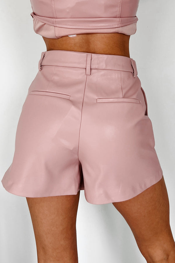 My Way Is Better Faux Leather Shorts (Pink) - NanaMacs