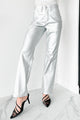 Power Hour Judy Blue High Waist Faux Leather Pants (Metallic Silver) - NanaMacs