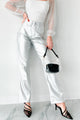 Power Hour Judy Blue High Waist Faux Leather Pants (Metallic Silver) - NanaMacs