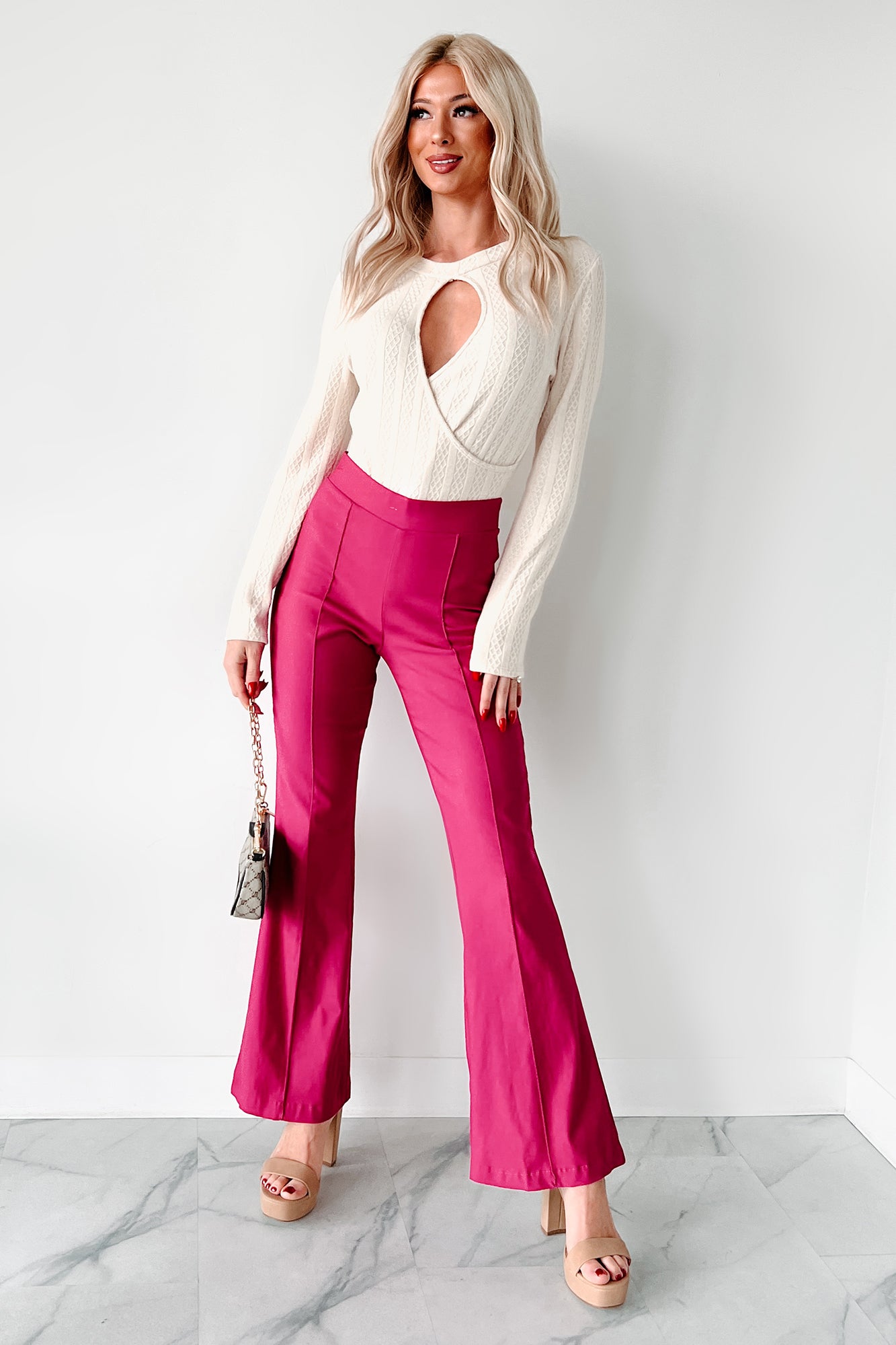 High Waisted Hot Pink Dress Pants Womens Women's Strut Your Style Pants, Pink Size: 2X By Chic Soul High Waisted Hot Pink Dress Pants Womens Women's Strut Your Style Pants, Pink Size: 2X By Chic Soul