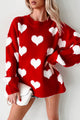 Touched My Heart Textured Heart Sweater (Red/White) - NanaMacs