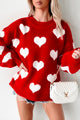 Touched My Heart Textured Heart Sweater (Red/White) - NanaMacs