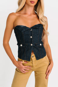 Radiate Strength Strapless Denim Top (Dark) - NanaMacs