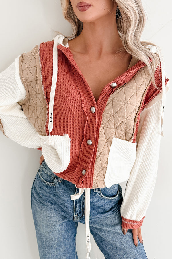 Meet Your Match POL Quilted Hoodie Jacket (Latte/Brlck)