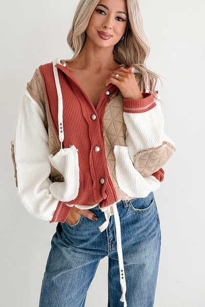 Meet Your Match POL Quilted Hoodie Jacket (Latte/Brlck)