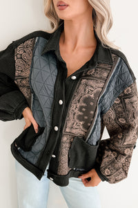 Ever Present Patchwork Quilt POL Jacket (Charcoal/Black) - NanaMacs