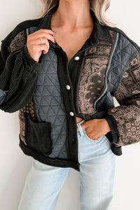 Ever Present Patchwork Quilt POL Jacket (Charcoal/Black) - NanaMacs