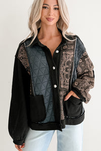 Ever Present Patchwork Quilt POL Jacket (Charcoal/Black) - NanaMacs