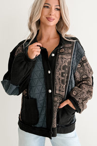 Ever Present Patchwork Quilt POL Jacket (Charcoal/Black) - NanaMacs