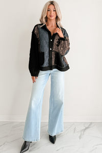 Ever Present Patchwork Quilt POL Jacket (Charcoal/Black) - NanaMacs