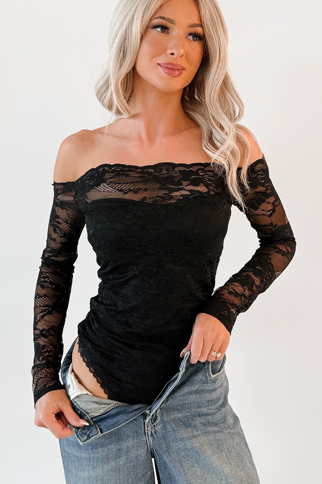 Embracing You Floral Mesh Bodysuit (Black) - NanaMacs