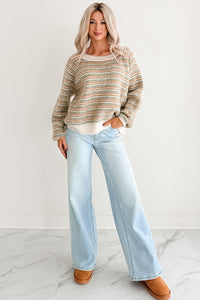 Amberly Striped POL Sweater (Olive Multi)