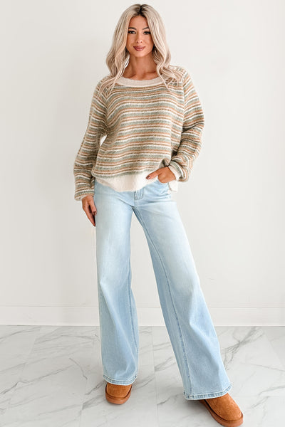 Amberly Striped POL Sweater (Olive Multi)