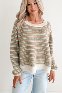 Amberly Striped POL Sweater (Olive Multi)