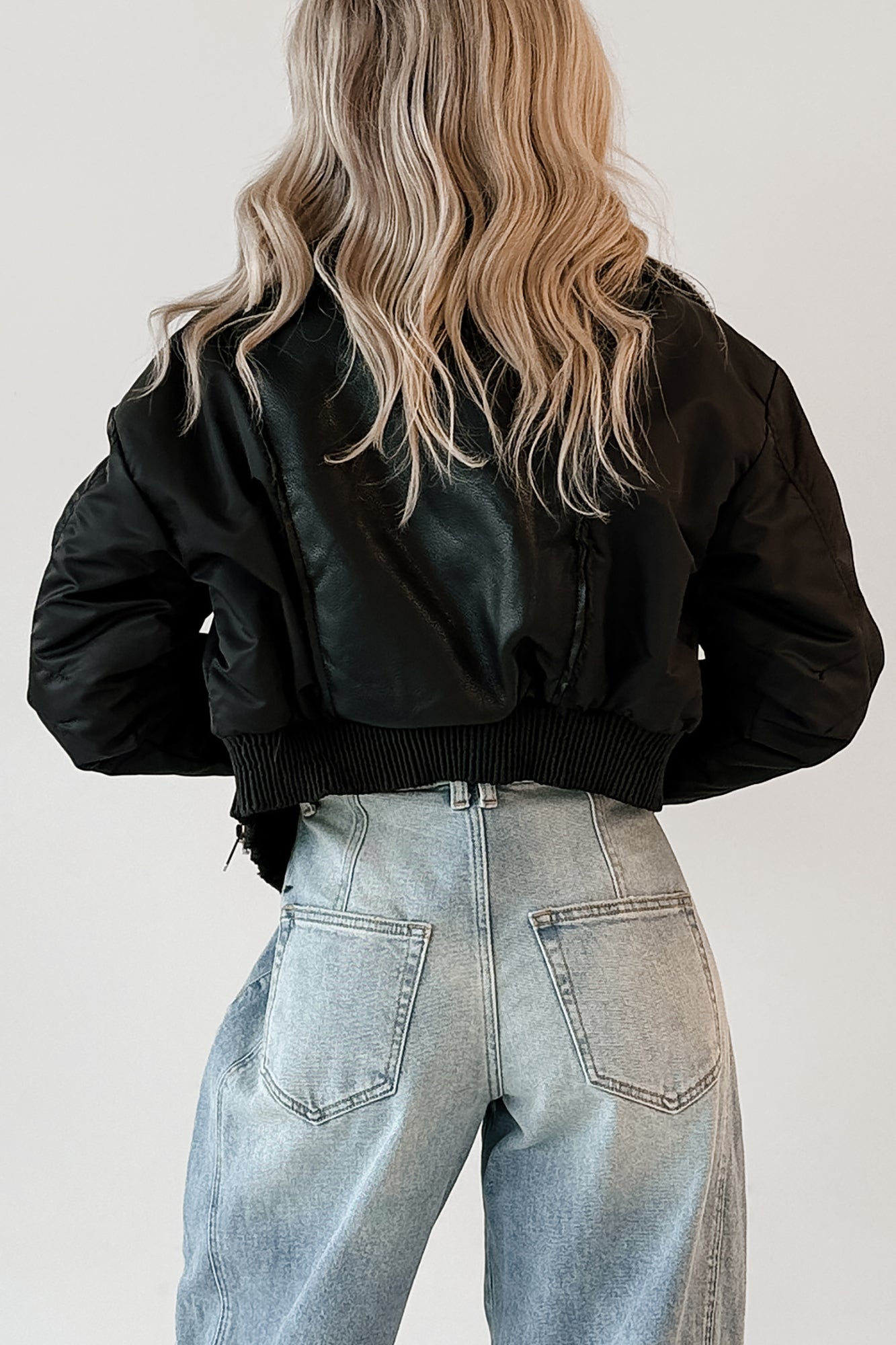 Untamed Icon Faux Leather Sherpa Jacket (Black) - NanaMacs