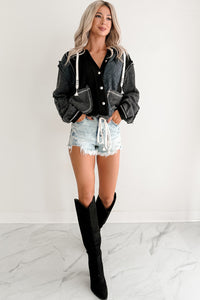 Meet Your Match POL Quilted Hoodie Jacket (Charcoal/Black) - NanaMacs