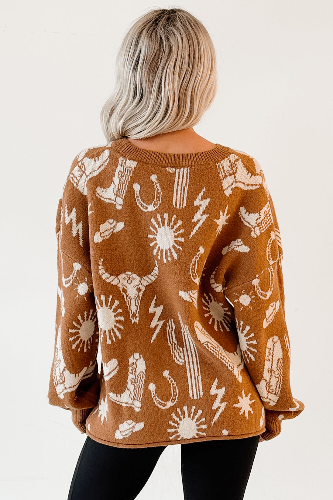 Dusty Roads Western Graphic Sweater (Camel) - NanaMacs