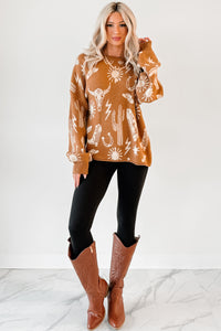 Dusty Roads Western Graphic Sweater (Camel) - NanaMacs