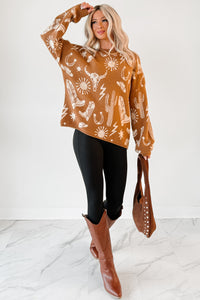Dusty Roads Western Graphic Sweater (Camel) - NanaMacs