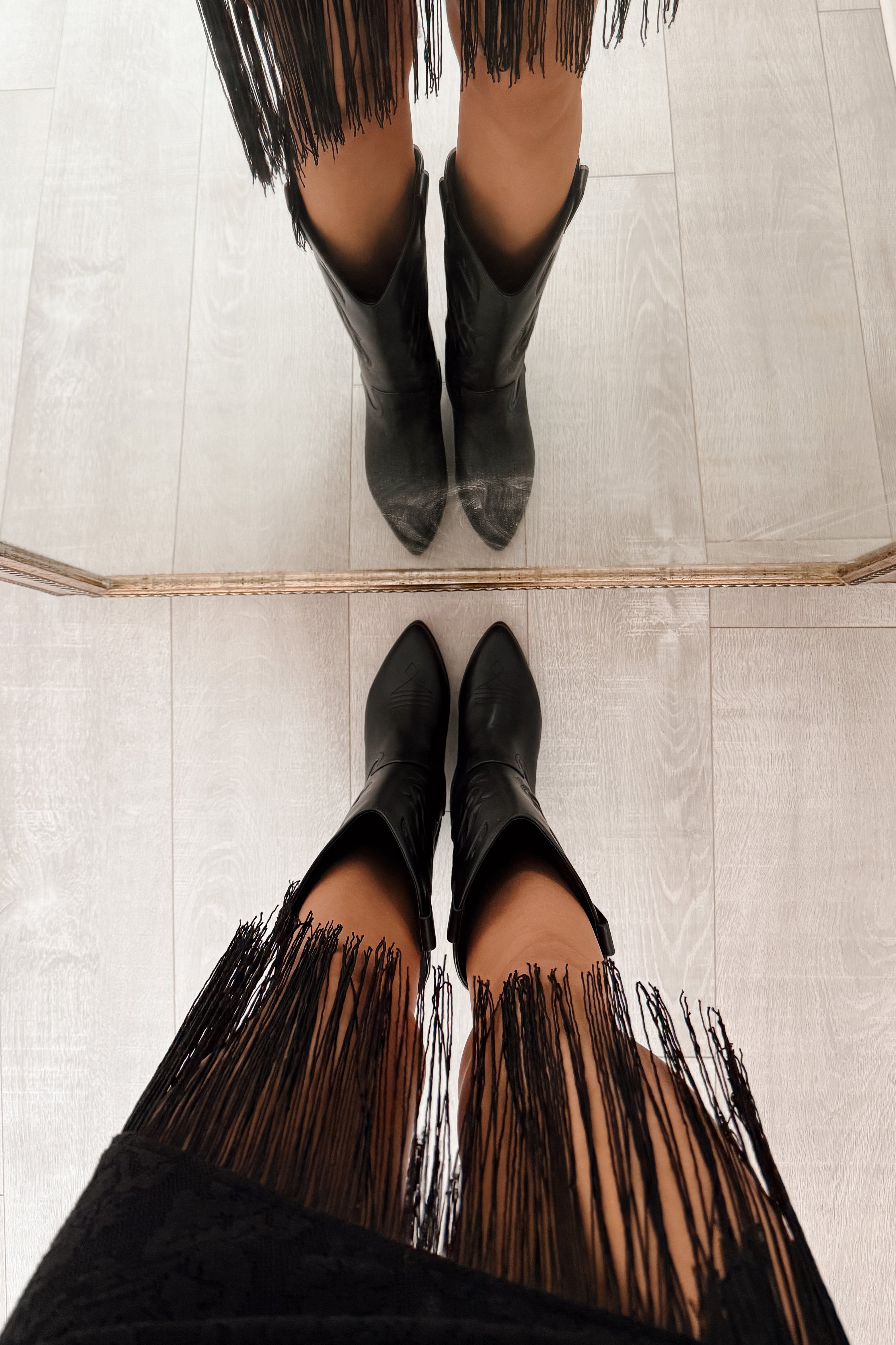 Ruffles & Rodeo Embroidered Cowboy Boots (Black) - NanaMacs